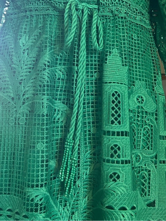 House of Harlow 1960 Green Crochet Embroidered Long Sleeve Maxi Dress Sz S NWOT - Picture 9 of 11